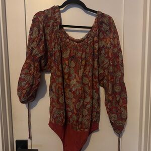 Free People Print Red Women's Unitard